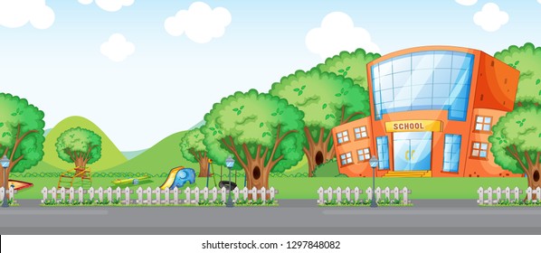 A school building background illustration