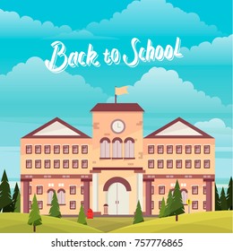 School building background vector illustration