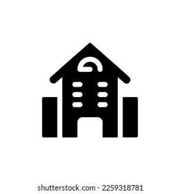 School building black glyph ui icon. Educational facility. Preschool, university. User interface design. Silhouette symbol on white space. Solid pictogram for web, mobile. Isolated vector illustration
