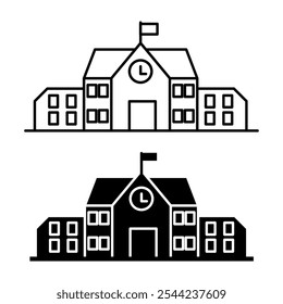 school building black silhouette vector illustartion