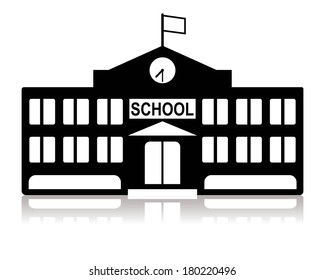 school building in black and white