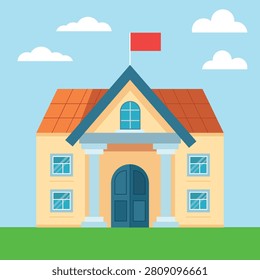 School Building Campus Illustration Vector