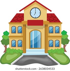 school building cartoon campus vector