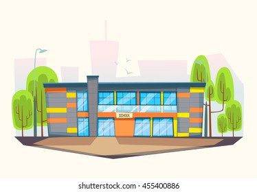 School building .Cartoon and flat style