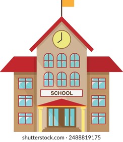 school building cartoon flat vector illustration isolated