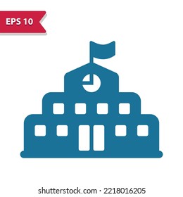School building, college, high school vector icon. Professional pixel-aligned icon in glyph style.