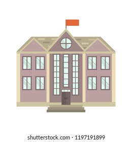 School building color icon. Flat design