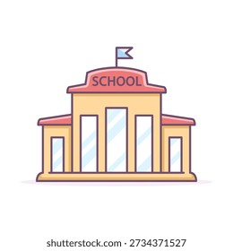 School building colorful icon. Vector isolated illustration.