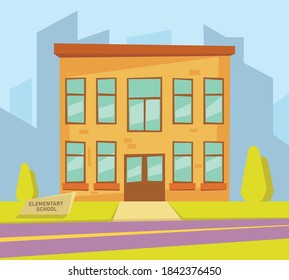 School building. Colorful modern illustration. Isolated illustration