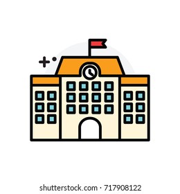 School building concept Isolated Line Vector Illustration editable Icon