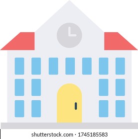 Schulgebäude Konzept Vector Color Icon Design, städtische Parks und offene Räume Beschriftung auf weißem Hintergrund, Bildungskomplex Zeichen, Universität Campus Front Elevation