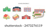 school building. The design of different views. simple vector illustration.