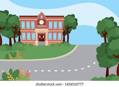 School building design vector illustrator