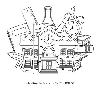 School building design vector illustrator