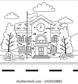 School building design vector illustrator