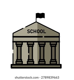 School Building Doodle Vector Illustration Design