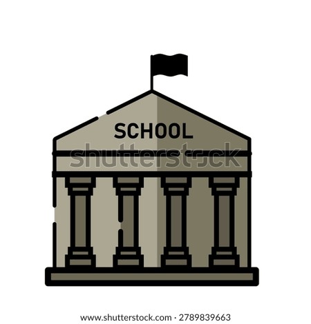 School Building Doodle Vector Illustration Design