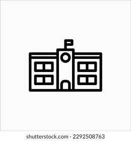 escuela, edificio, icono educativo, icono aislado en el fondo de la luz, perfecto para sitio web, blog, logo, diseño gráfico, medios sociales, interfaz de usuario, aplicación móvil