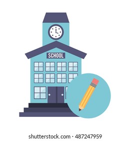 school building with education icon vector illustration design