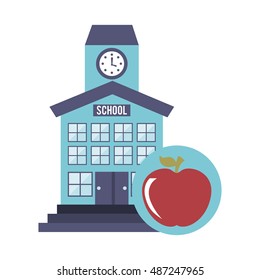 school building with education icon vector illustration design