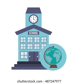 school building with education icon vector illustration design