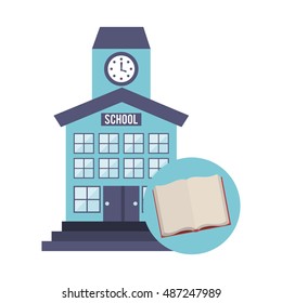 school building with education icon vector illustration design