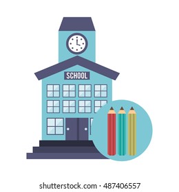school building with education icon vector illustration design