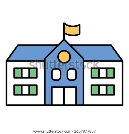 School Building Education Vector Icon Flat Style