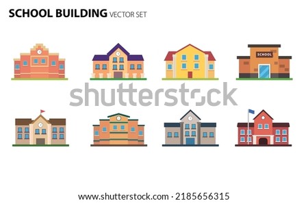 School Building element set. Flat vector illustration. [[stock_photo]] © 