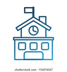 school building exterior clock flag facade