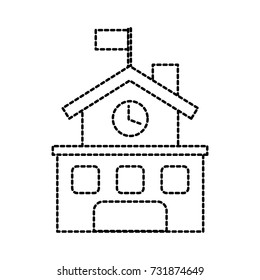 school building exterior clock flag facade