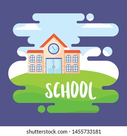 school building facade in landscape scene
