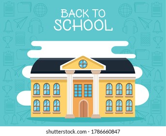 school building facade scene icon vector illustration design