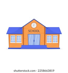 School building facade vector illustration isolated on white background. Education concept
