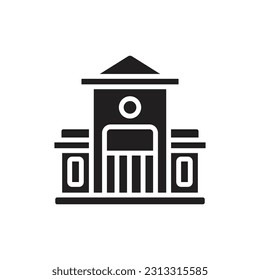 School Building Filled Icon Vector Illustration