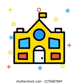 school   building   flag  
