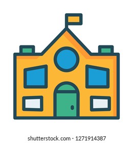 school   building   flag  