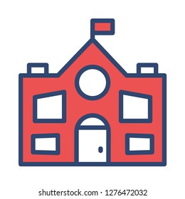 school   building   flag  
