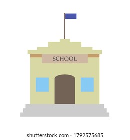 School building flag logo icon sign Education element Hand drawn Modern cartoon design style Welcome back to school Fashion print clothes apparel greeting invitation card banner poster badge flyer