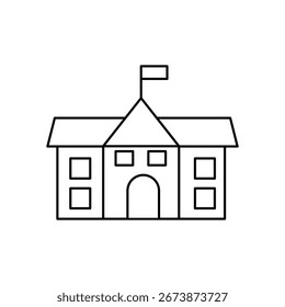 School building with a flag on top vector icon. School Building glyph icon trendy style illustration for web and app..eps
