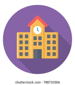 
School Building Flat Colored  Icon
