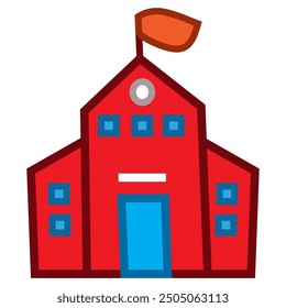 School building in flat design style