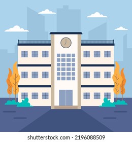 school building in flat design vector concept illustration perfect for your banner design needs