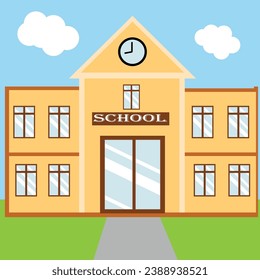 School building in flat design. Vector illustration