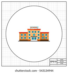 School Building Flat Icon