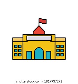 Icono de la construcción de una escuela, ícono de la educación. vector de plantilla de diseño