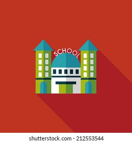 School building flat icon with long shadow,eps10