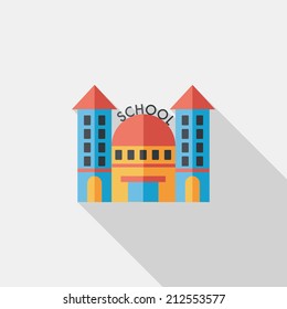 School building flat icon with long shadow,eps10