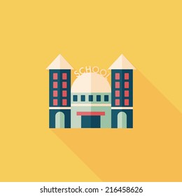 School building flat icon with long shadow,eps10
