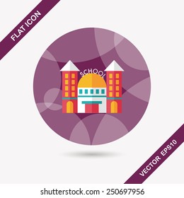 School building flat icon with long shadow,eps10